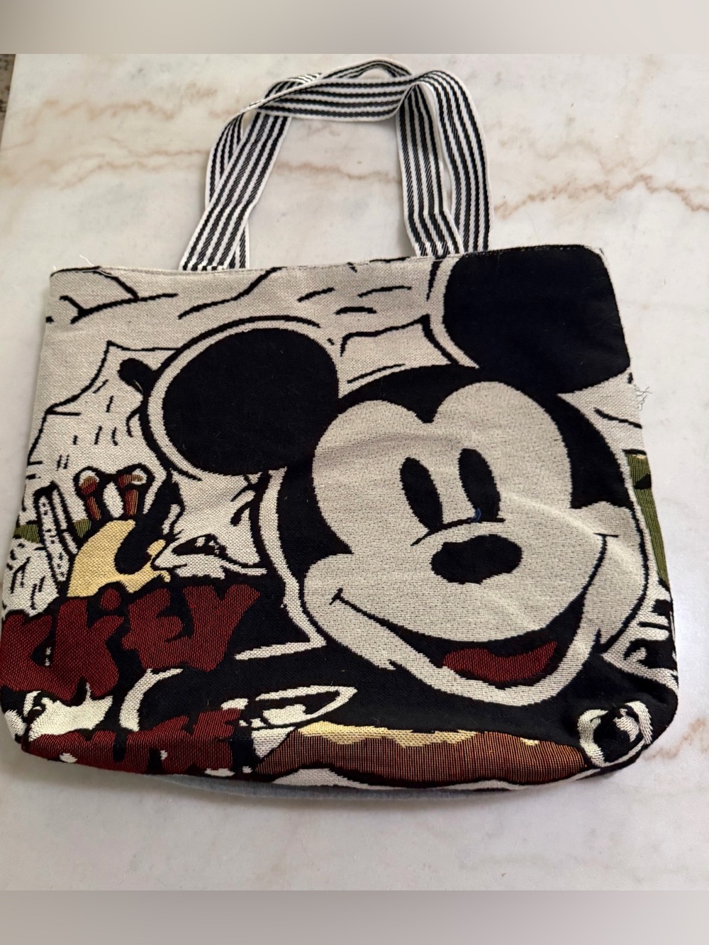 Zip Top Vintage Style Mickey Mouse Graphic Women’s Tapestry Tote Travel Bag